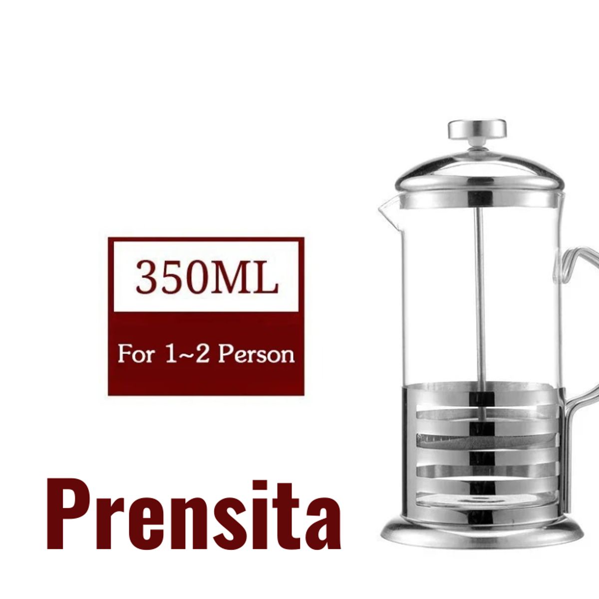 GENERICO - Cafetera prensa francesa plateada 350 ml