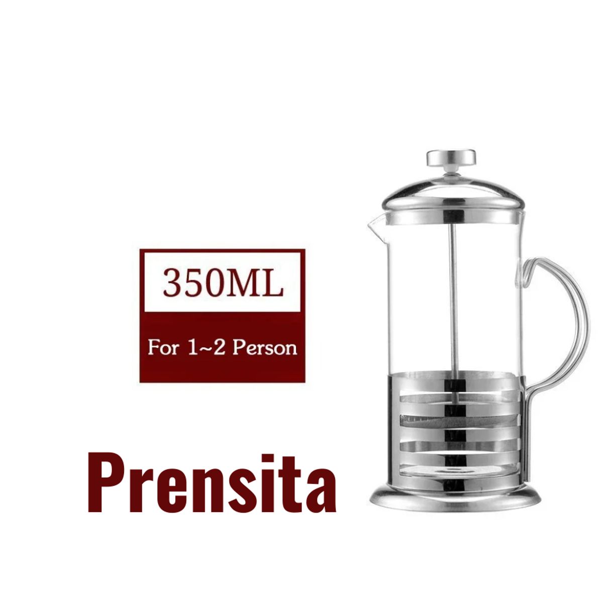 GENERICO - Cafetera prensa francesa plateada 350 ml