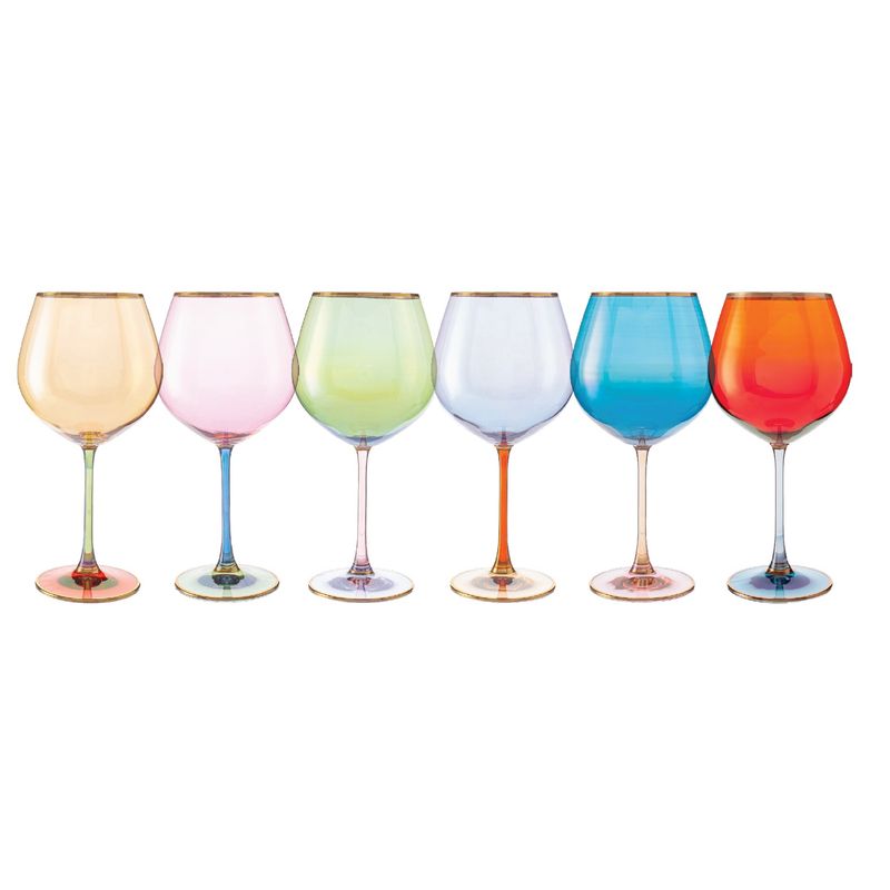 GENERICO - Set 6 Copa vino de Cristal estilo italiano Verde multicolor