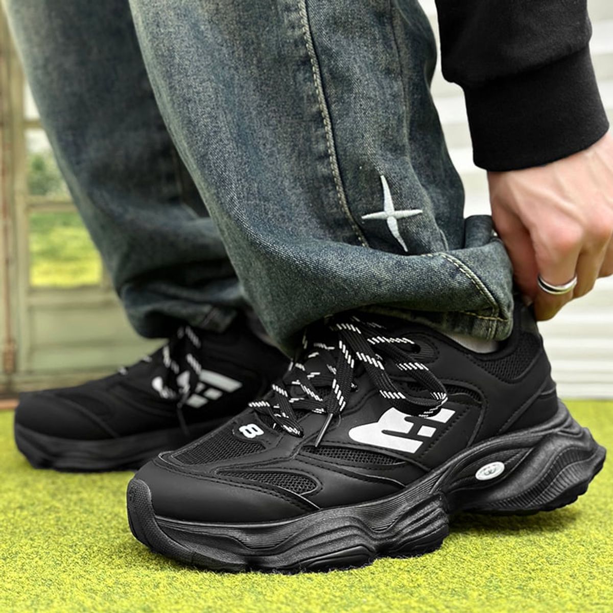 SHANDIAN - Zapatillas Running Plataforma Hombre Blanco-