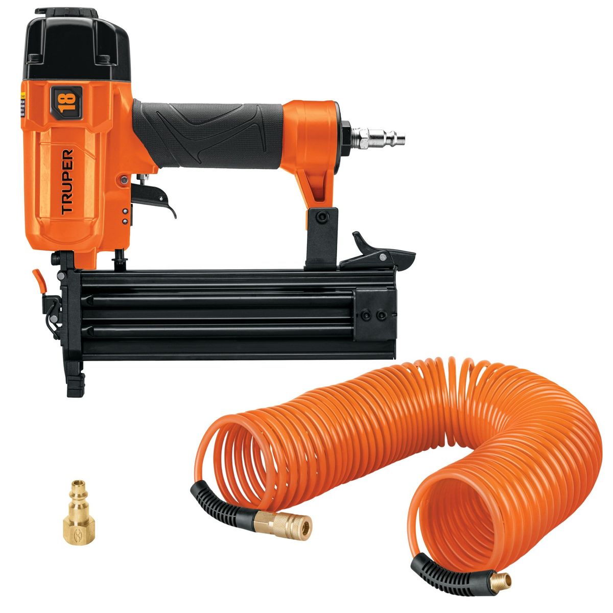 TRUPER - Kit Clavadora neumática profesional calibre 18 manguera de aire 15m