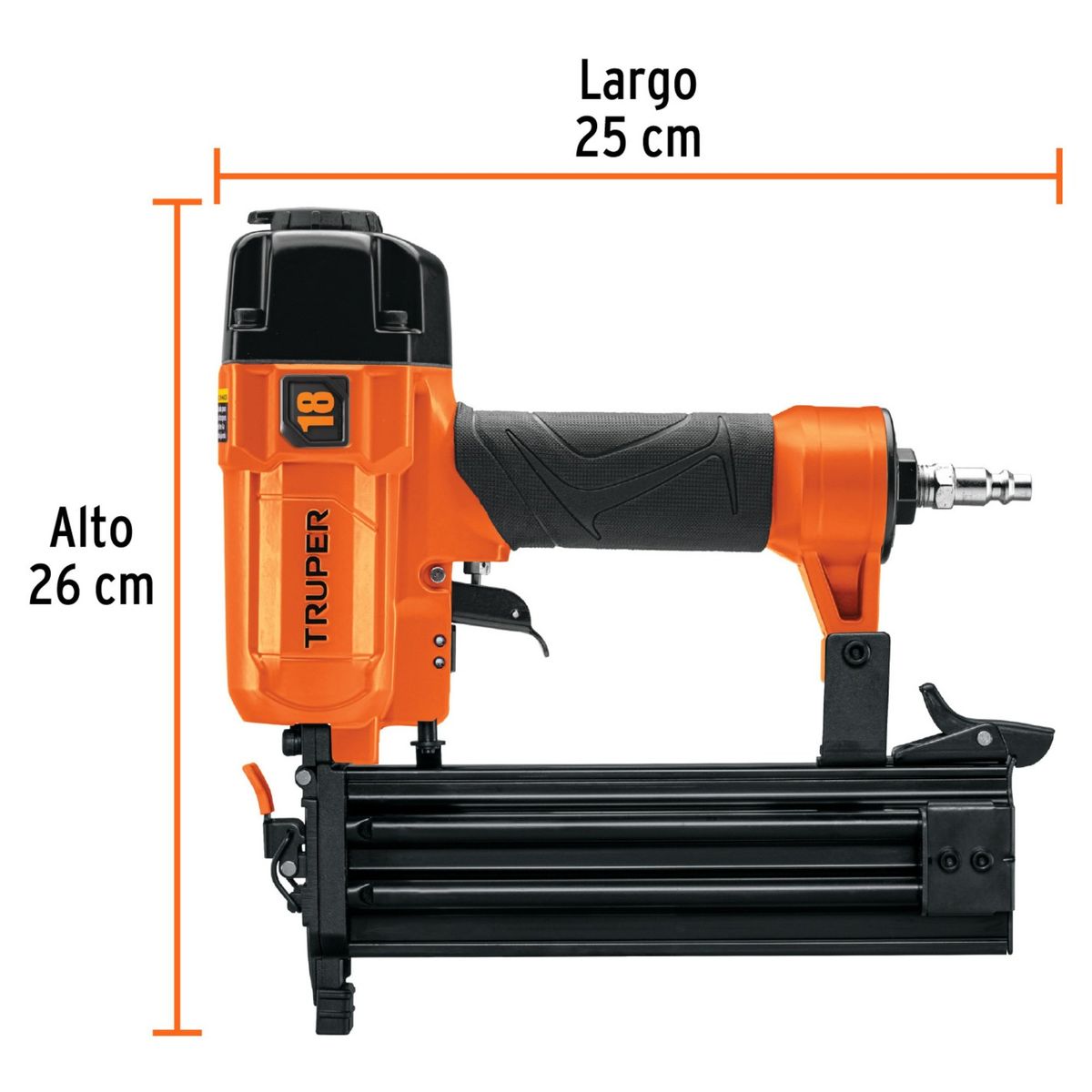 TRUPER - Kit Clavadora neumática profesional calibre 18 manguera de aire 15m