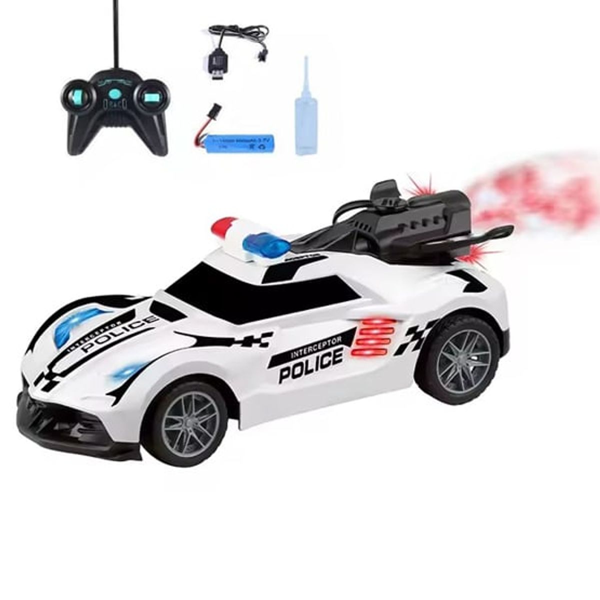 GENERICO - Auto De Carrera Policia Con Luces Bota Humo Oferta Unica