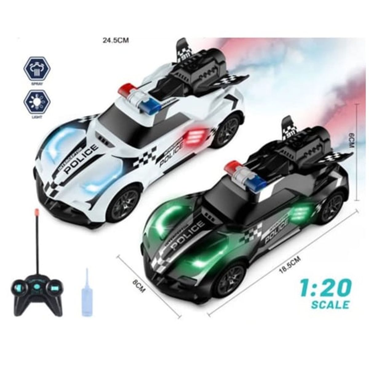 GENERICO - Auto De Carrera Policia Con Luces Bota Humo Oferta Unica