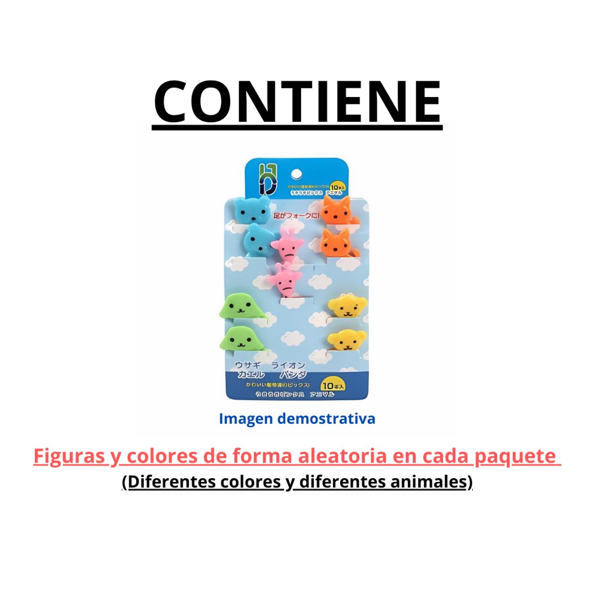GENERICO - 10 Mini tenedores con adorno de animales para postres