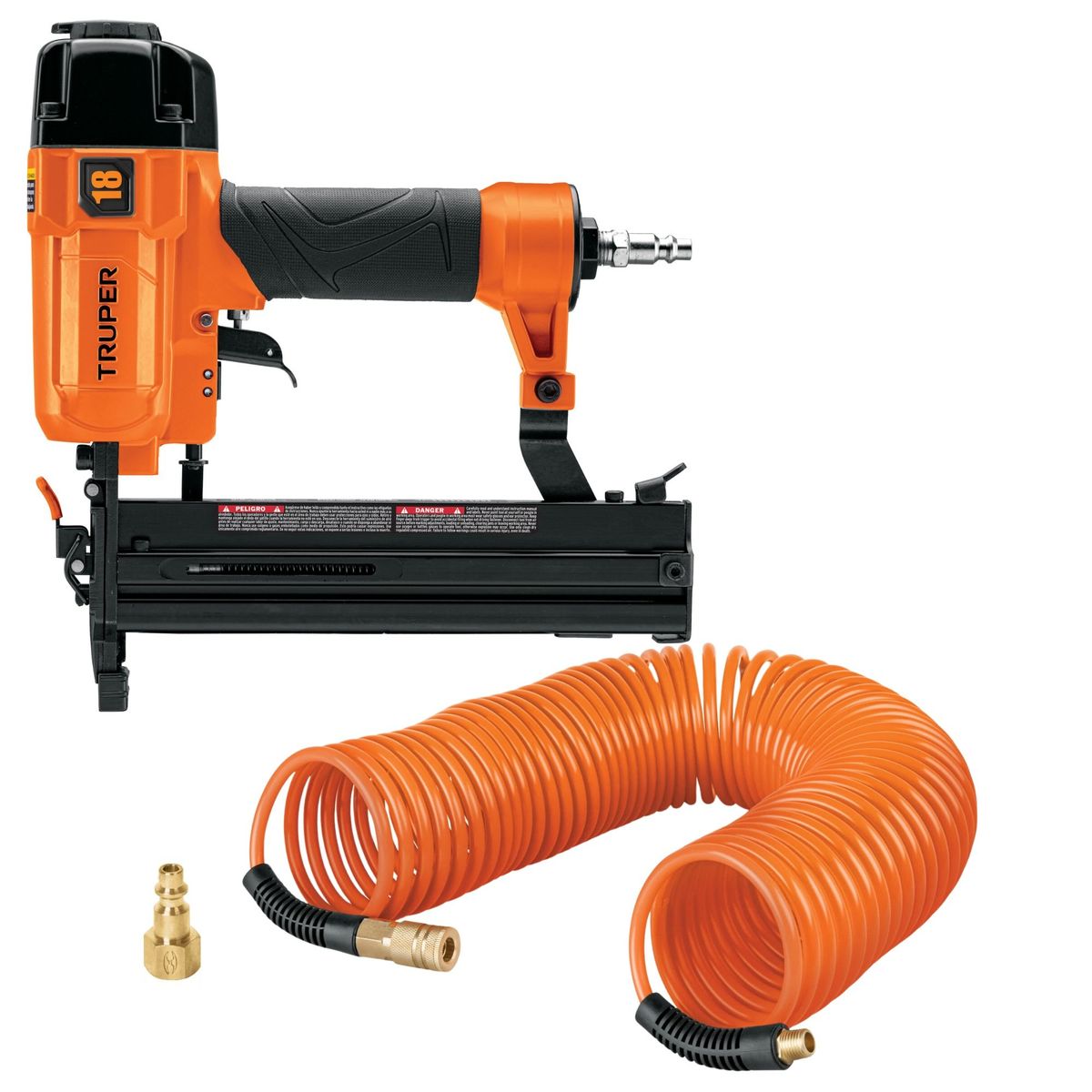 TRUPER - Kit engrapadora neumática calibre 18 manguera de aire 15m Truper