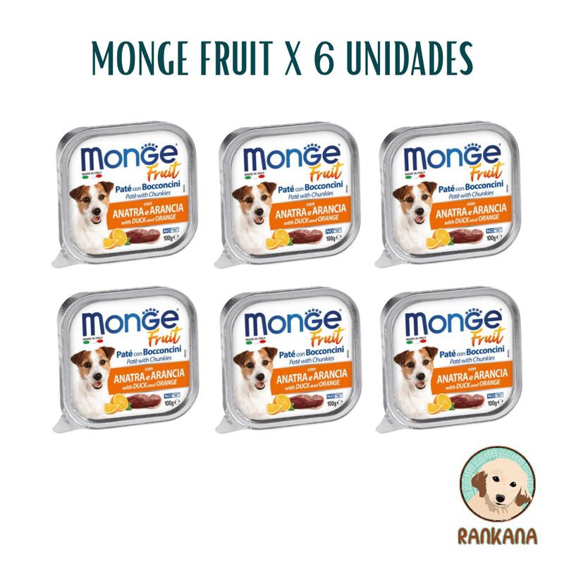 MONGE - MONGE FRUIT X 100 GR PATO Y NARANJA / 6 UNIDADES