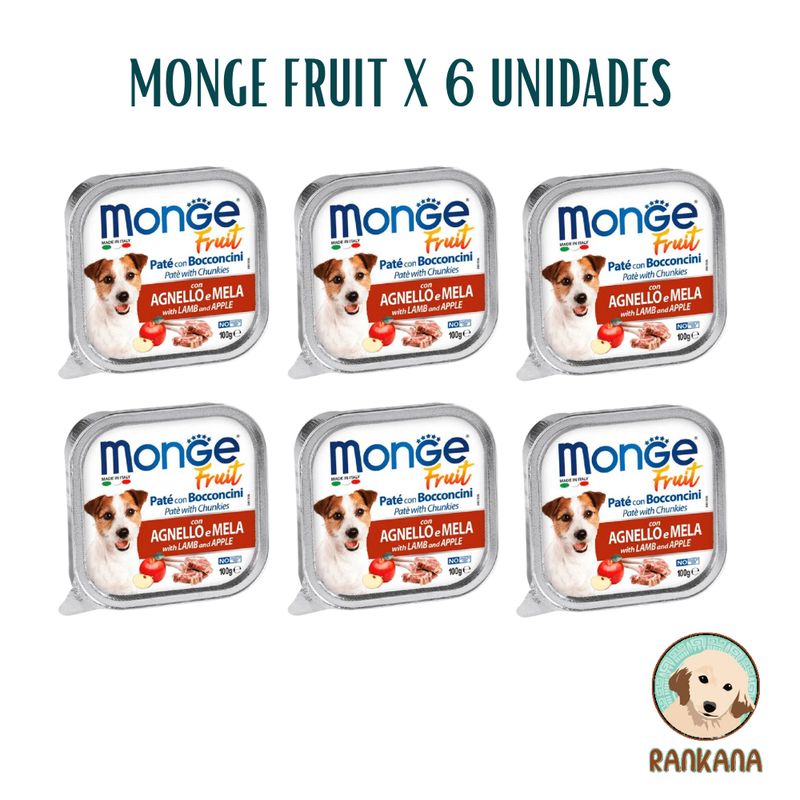 MONGE - MONGE FRUIT X 100 GR CORDERO Y MANZANA / 6 UNIDADES