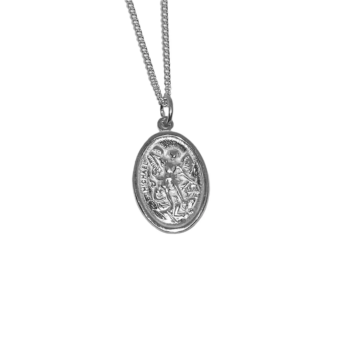 SANTORAL - Dije San Miguel Arcángel y Cadena en Plata