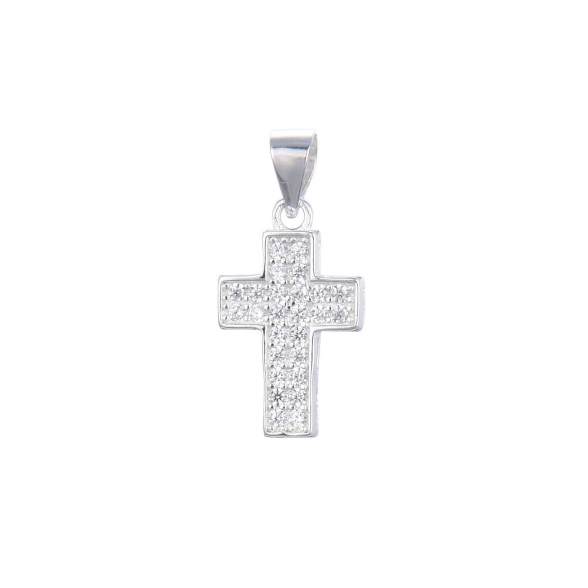 SANTORAL - Dije Cruz con Brillos - Plata