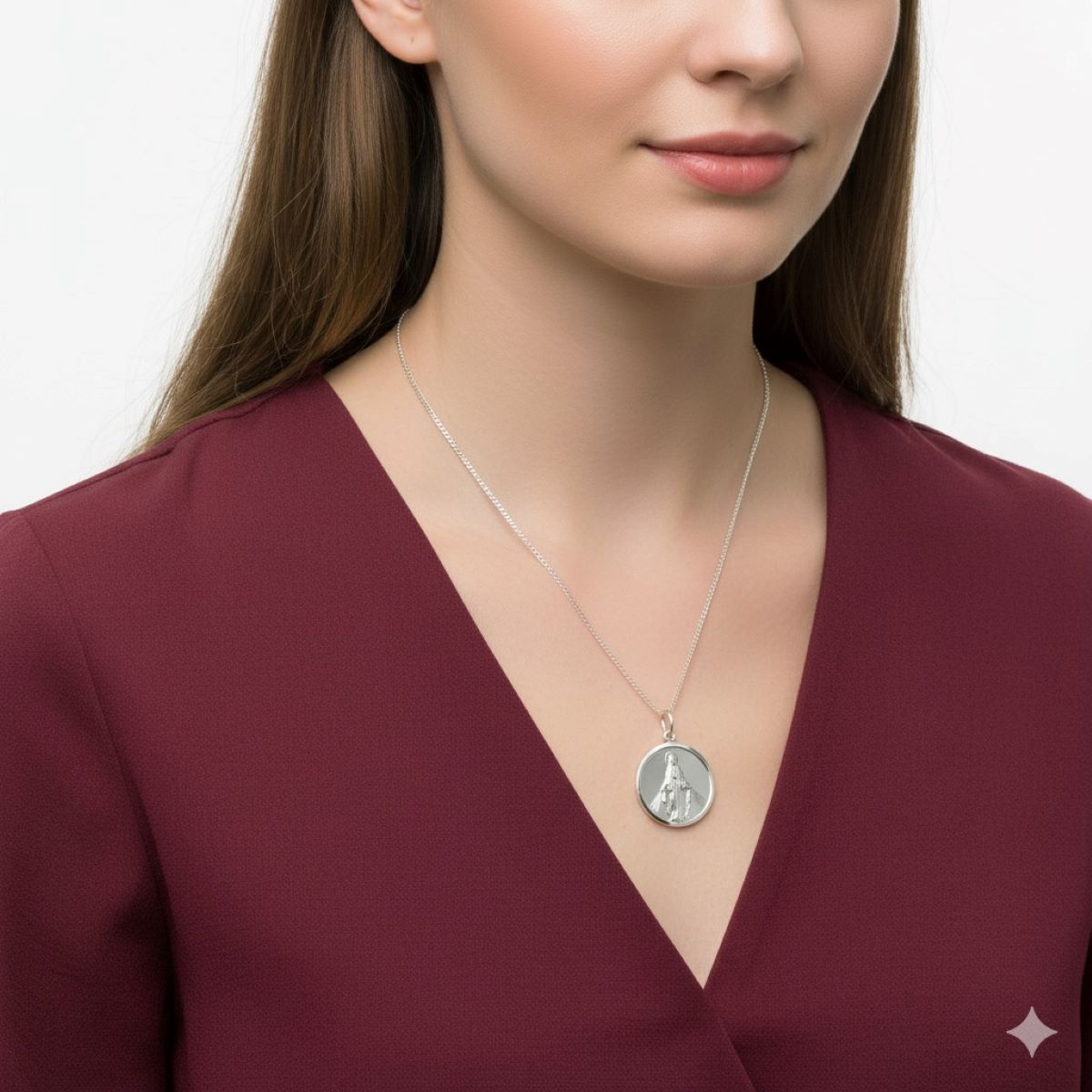 SANTORAL - Dije Virgen de la Medalla Milagrosa y Cadena - Plata