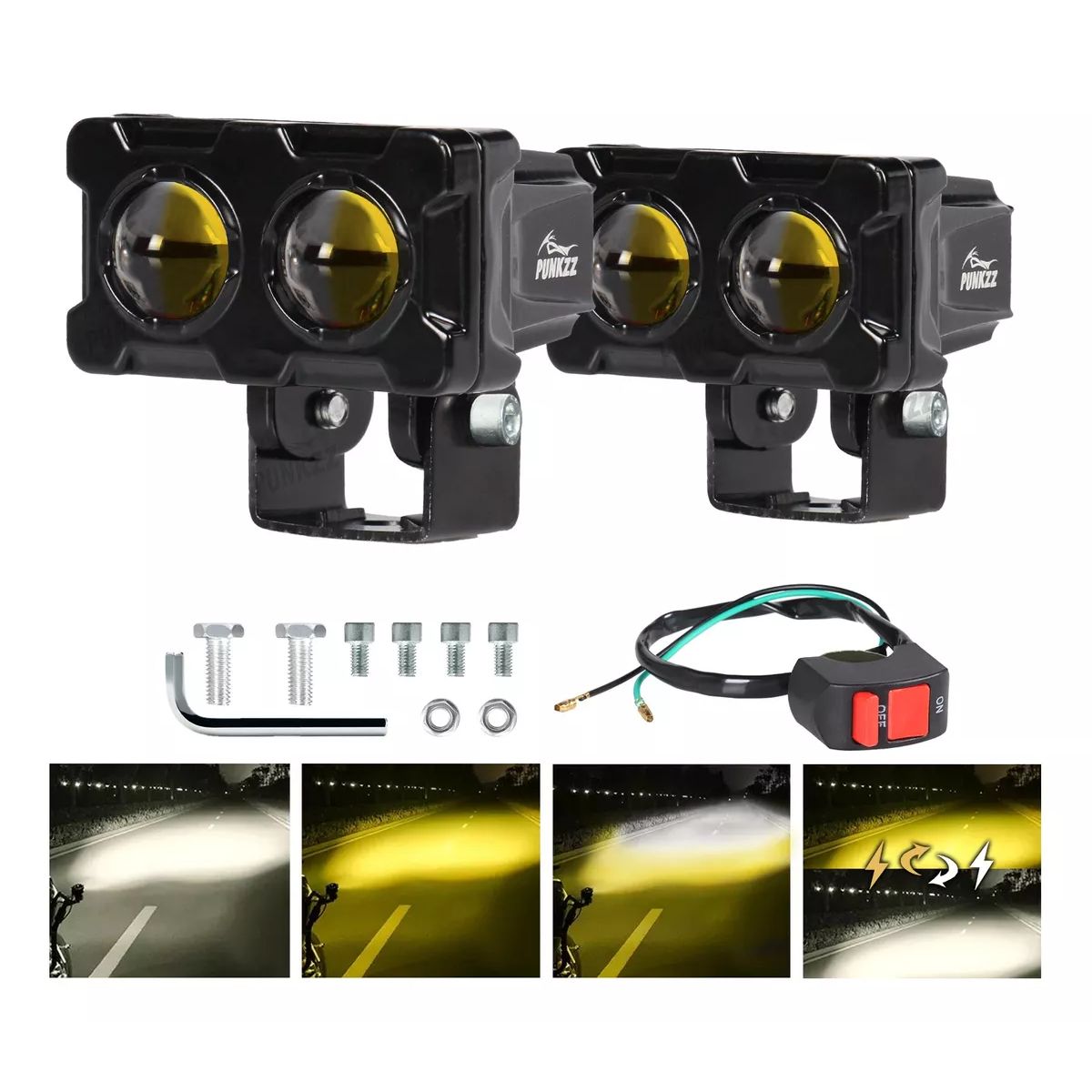 GENERICO - Par Faros Auxiliares Punkzz Lupa Led Para Auto Moto 80w