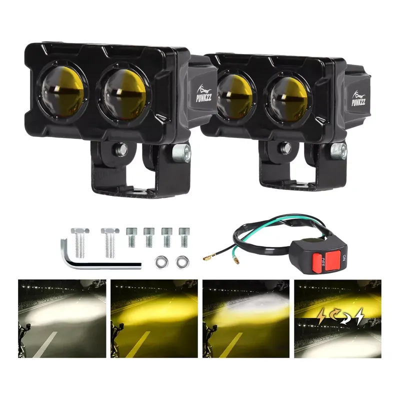 GENERICO - Par Faros Auxiliares Punkzz Lupa Led Para Auto Moto 80w