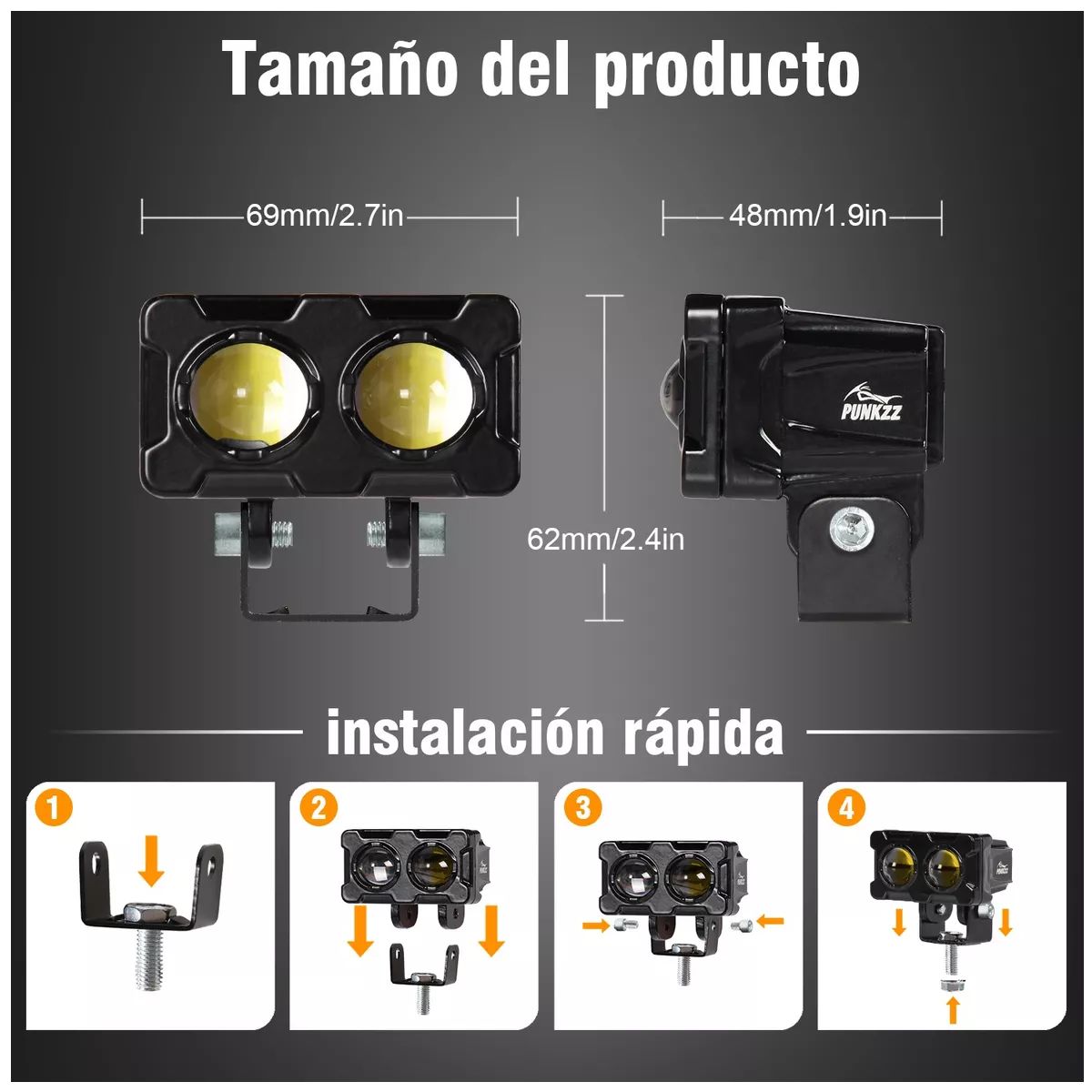 GENERICO - Par Faros Auxiliares Punkzz Lupa Led Para Auto Moto 80w