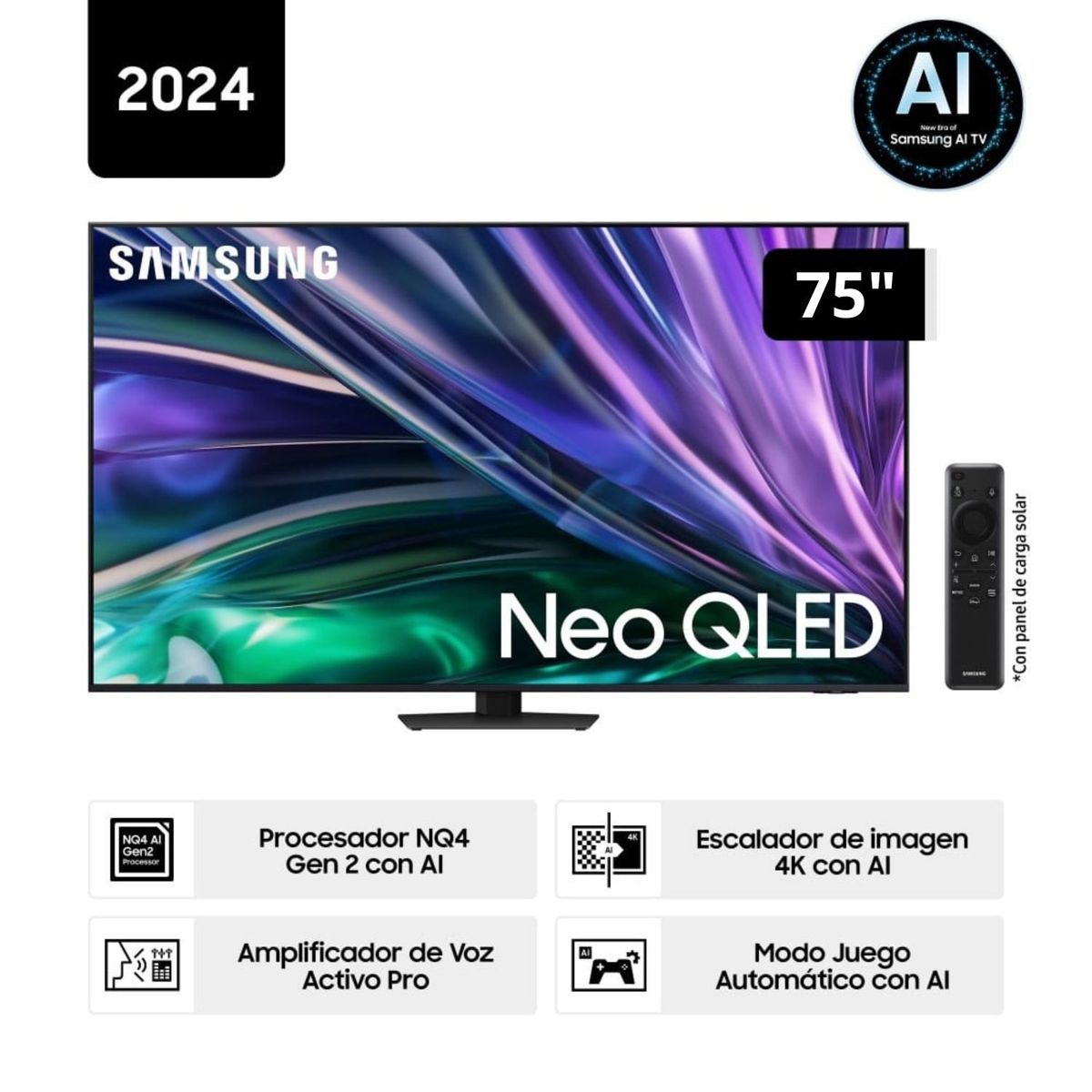 SAMSUNG - Televisor Samsung Neo Qled 75'' 4K 75QN85D Tizen Os Smart Tv - Nuevo 2024
