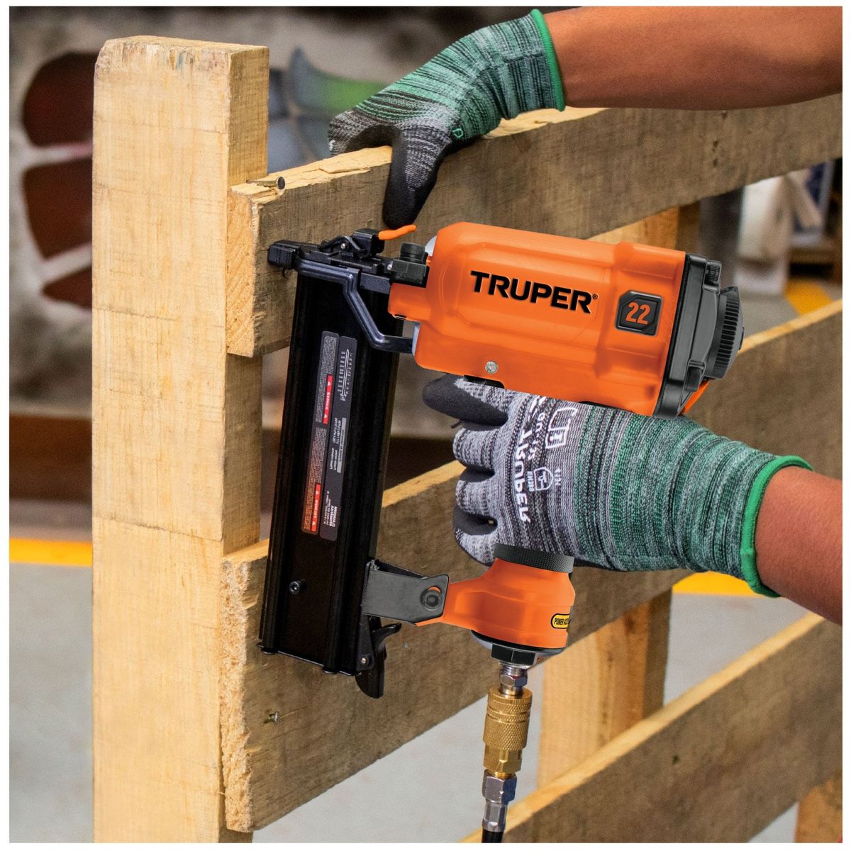 TRUPER - Kit engrapadora neumática calibre 22 Profesional manguera de aire 15m