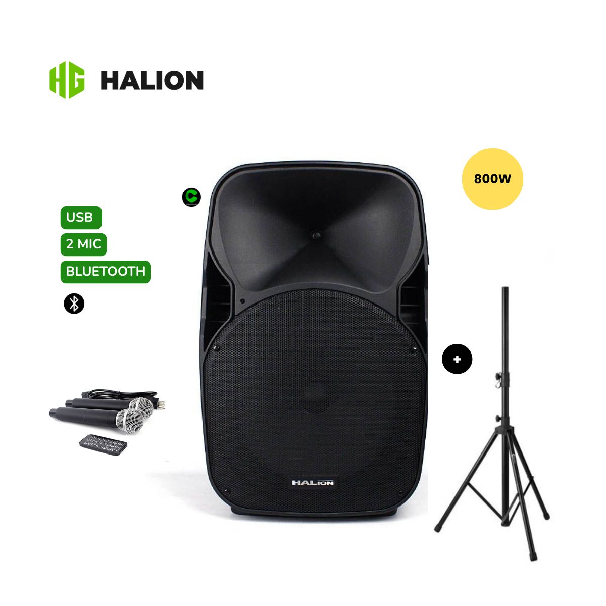 HALION - Combo Parlante Activo PHA-15AL Recargable + TRIPODE SPS502M