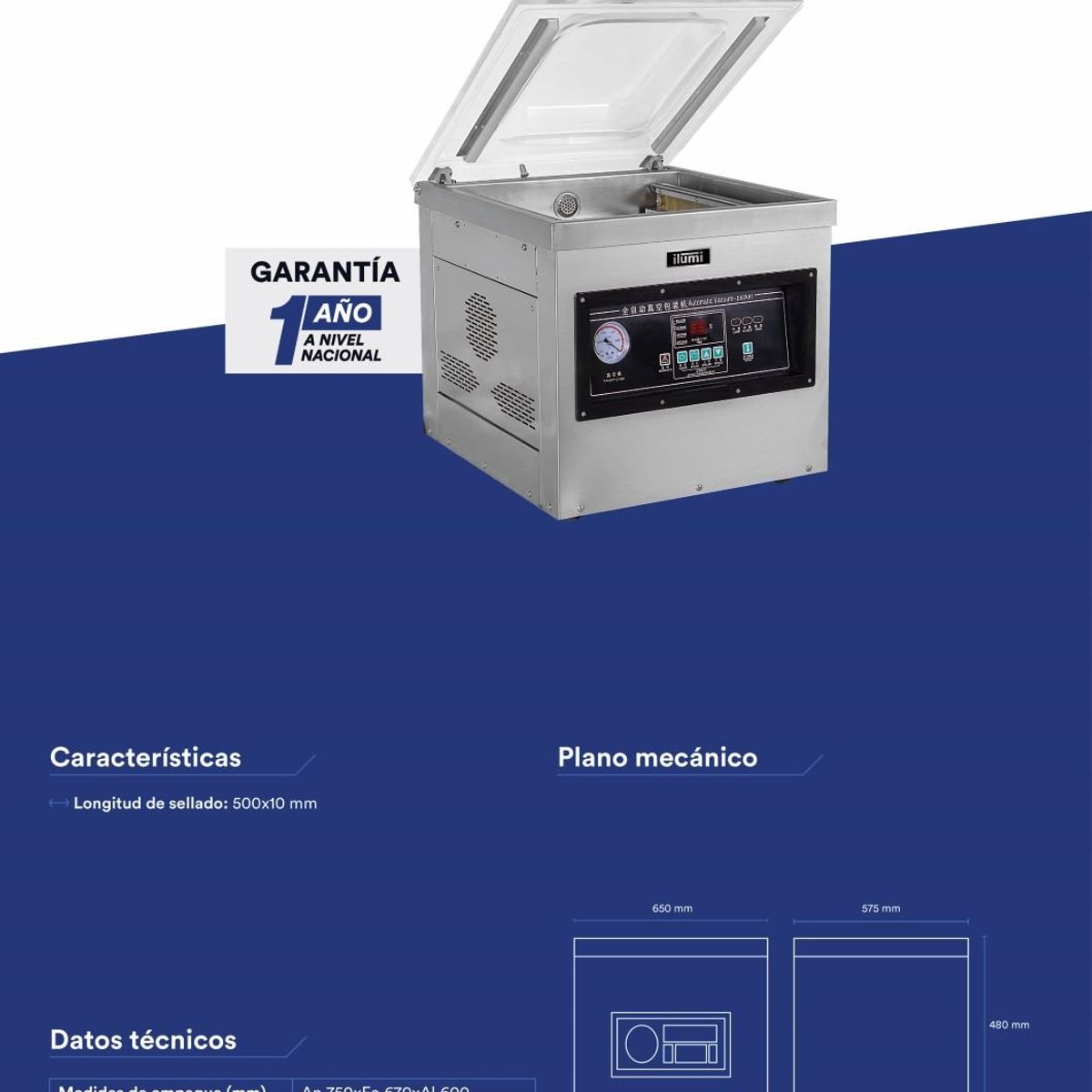 ILUMI - Máquina de Envasado al Vacío con sellado de 500mm