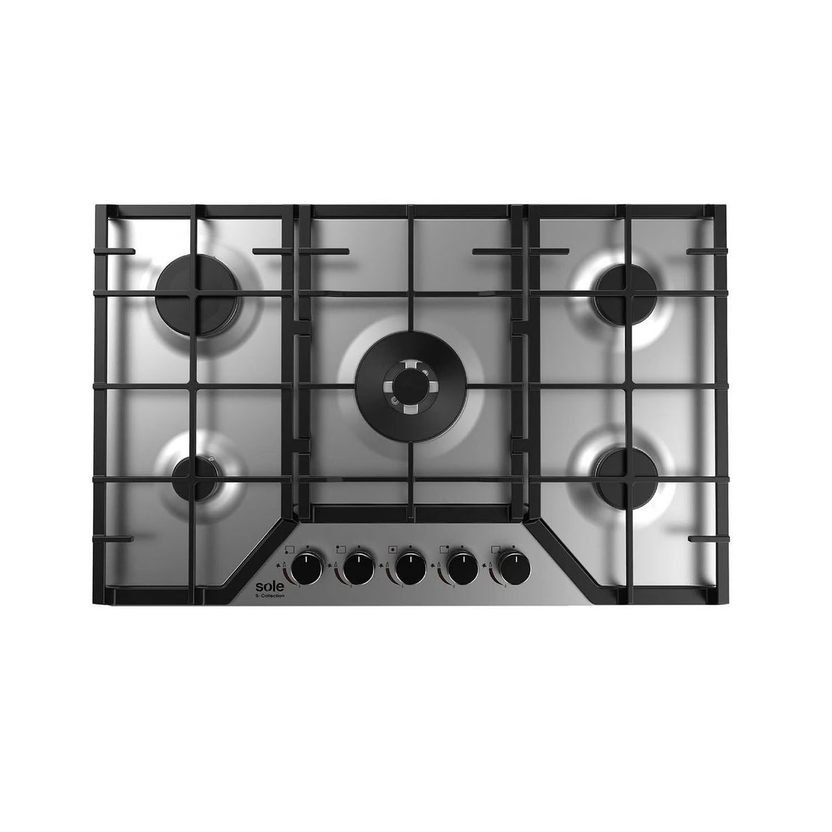 SOLE - Encimera Acero Inoxidable A Gas 76 Cm S-Collection 5 Hornillas