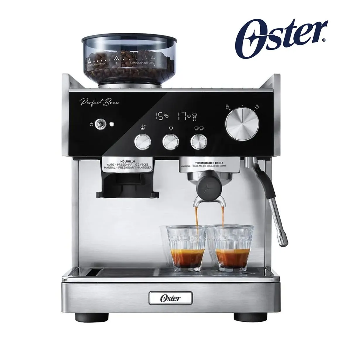 OSTER - Cafetera Barista Oster con Bomba Italiana Espresso Perfect Brew Máxima
