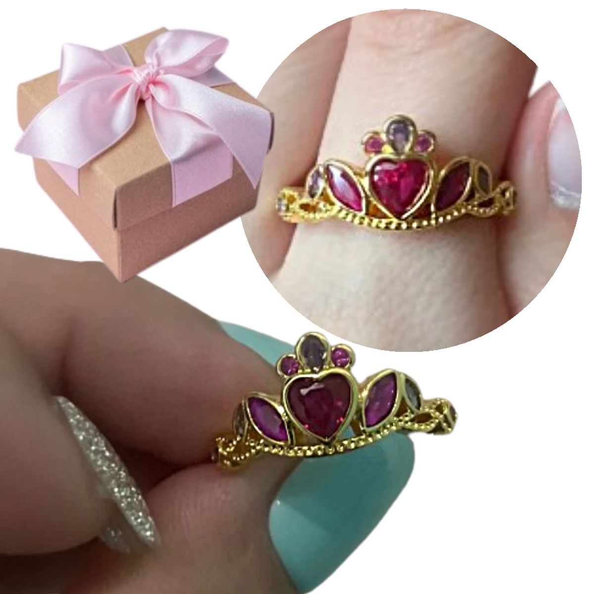 NO LOGO - Anillo Promesa Corona Princesa + Estuche