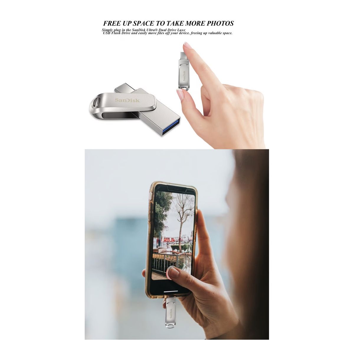 SANDISK - Sandisk USB y USB-C Memoria Dual Drive luxe 150mbs 256GB