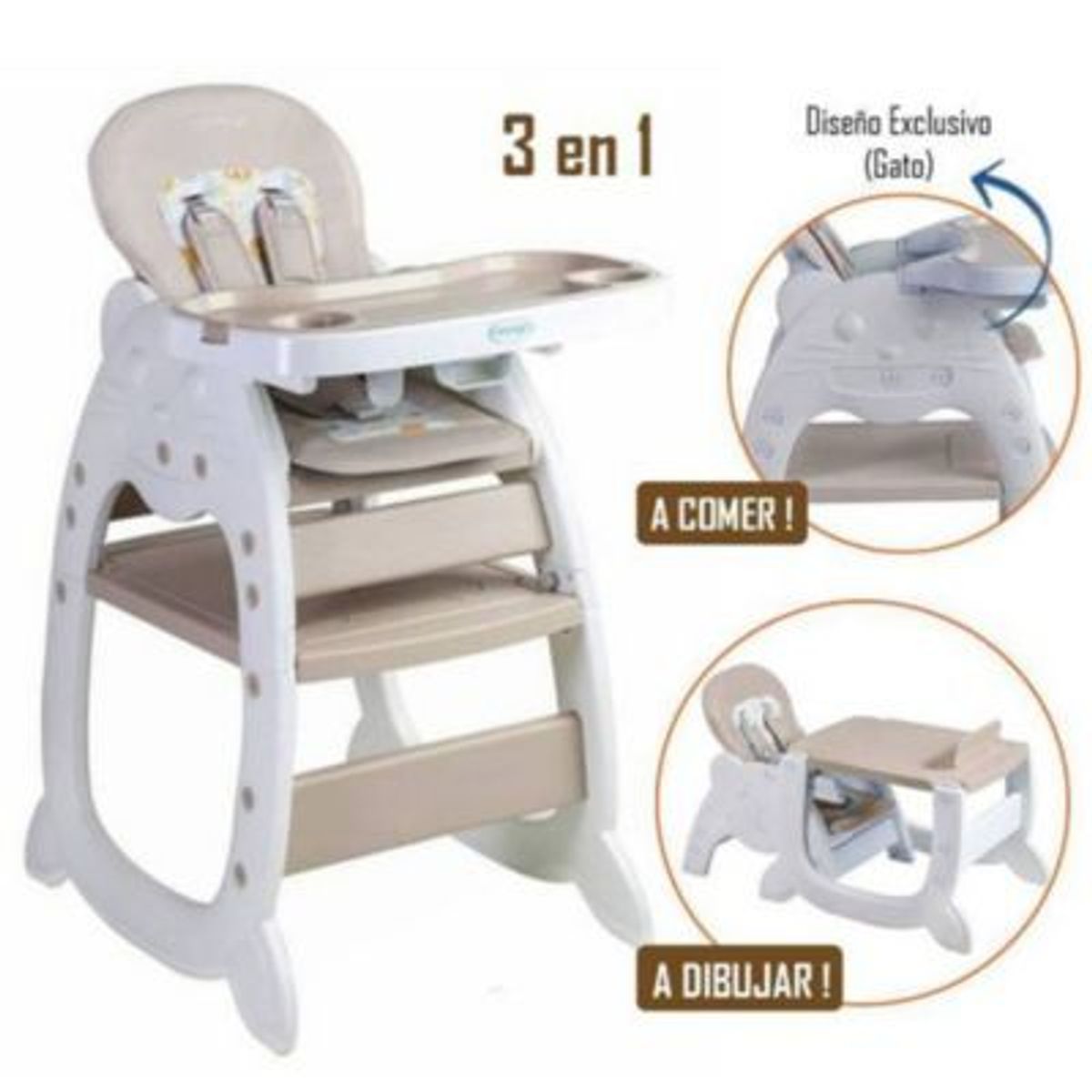 VOYAGE - Silla de Comer Gato 3 en 1 Beige