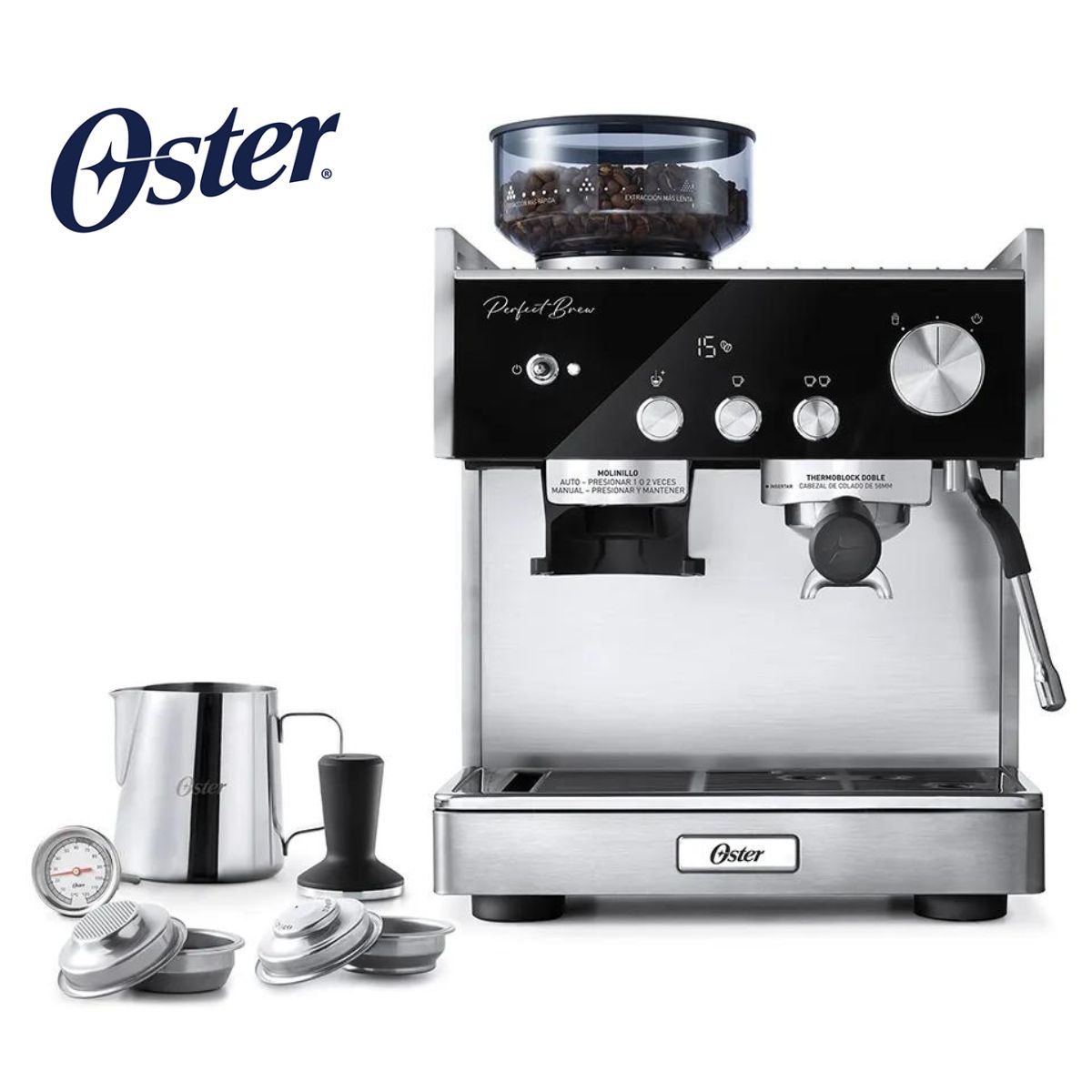 OSTER - Cafetera Barista Oster con Bomba Italiana Espresso Perfect Brew Máxima