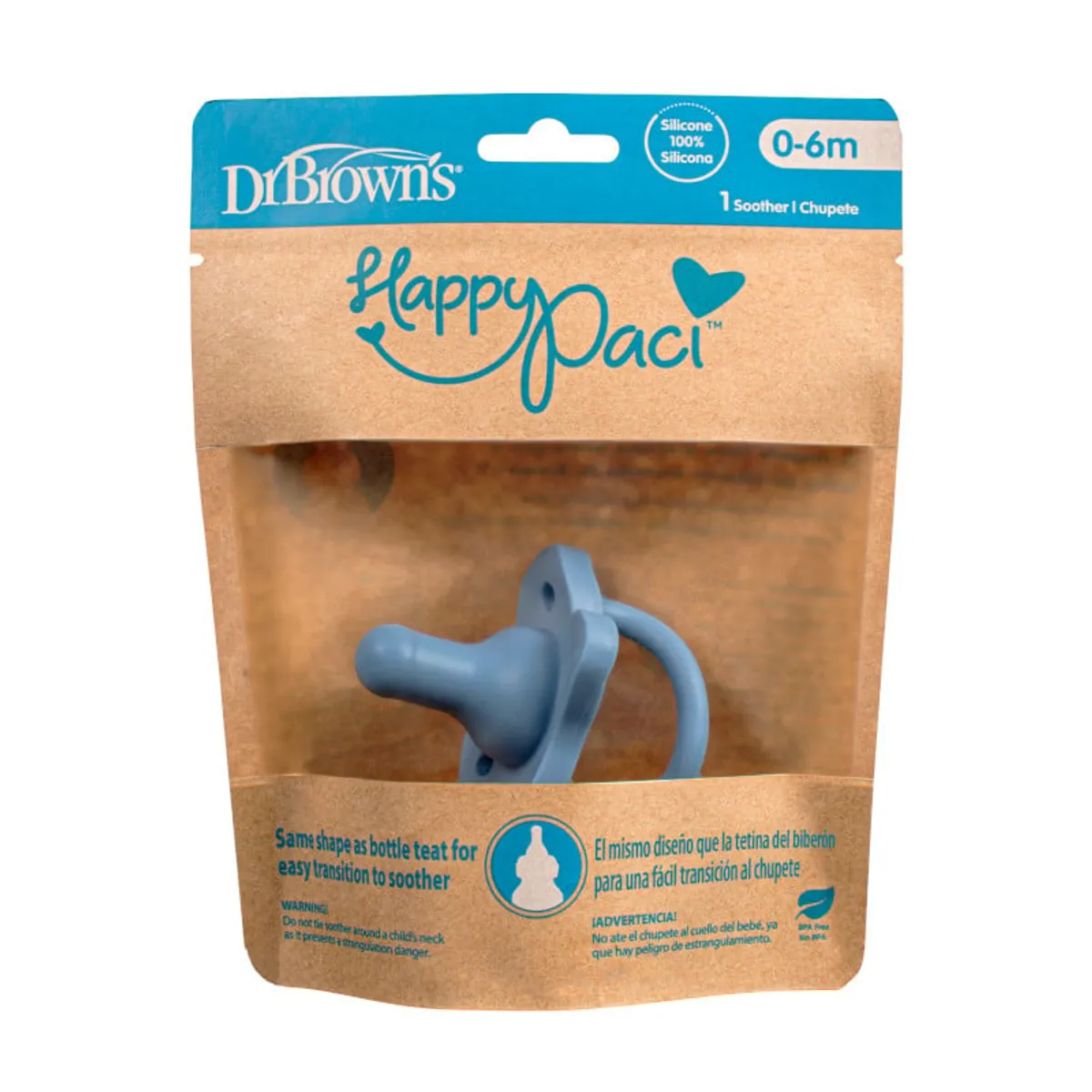 DR BROWNS - chupon HappyPaci de 0-6 meses - Azul