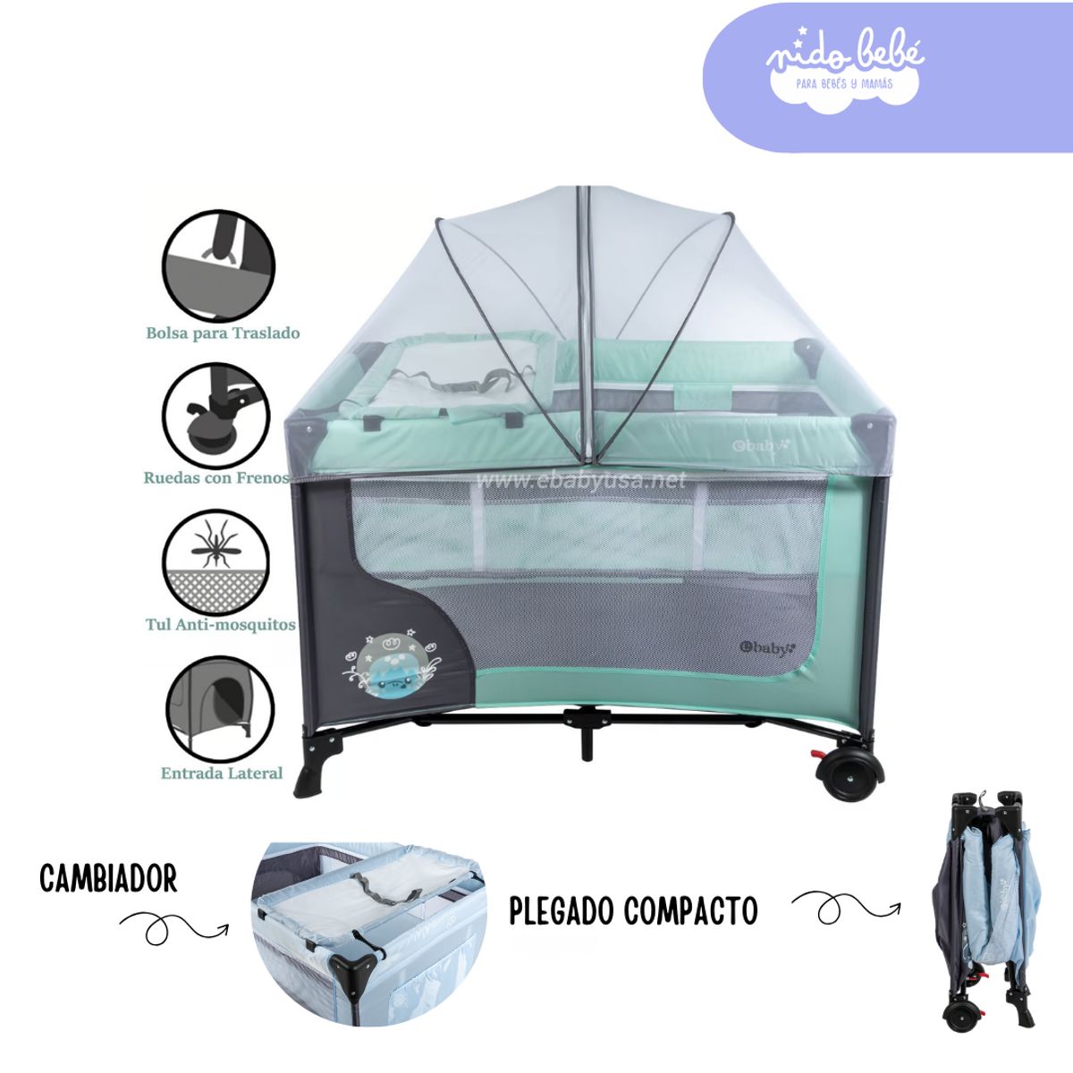 EBABY - CUNA CORRAL DREAM EBABY VERDE