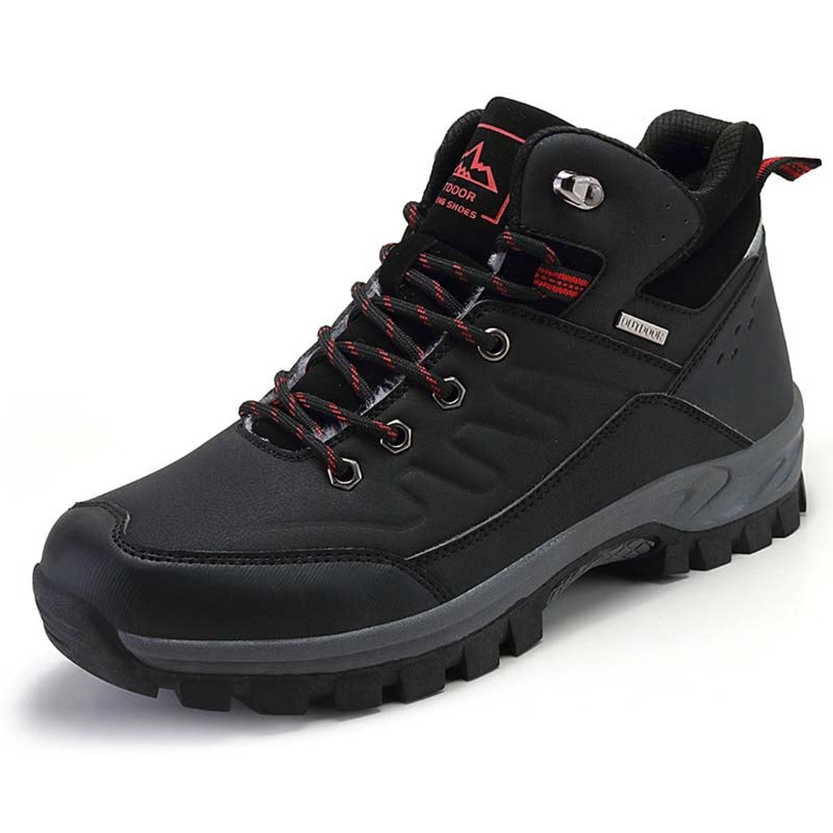SHANDIAN - Zapatillas botin de hombre trekking temico invierno Negro