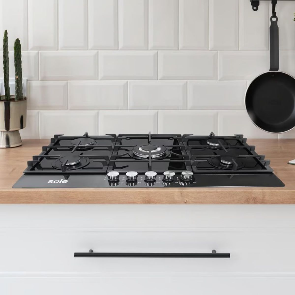 SOLE - Cocina Empotrable Sole a Gas 90cm SOLCO046 Negro