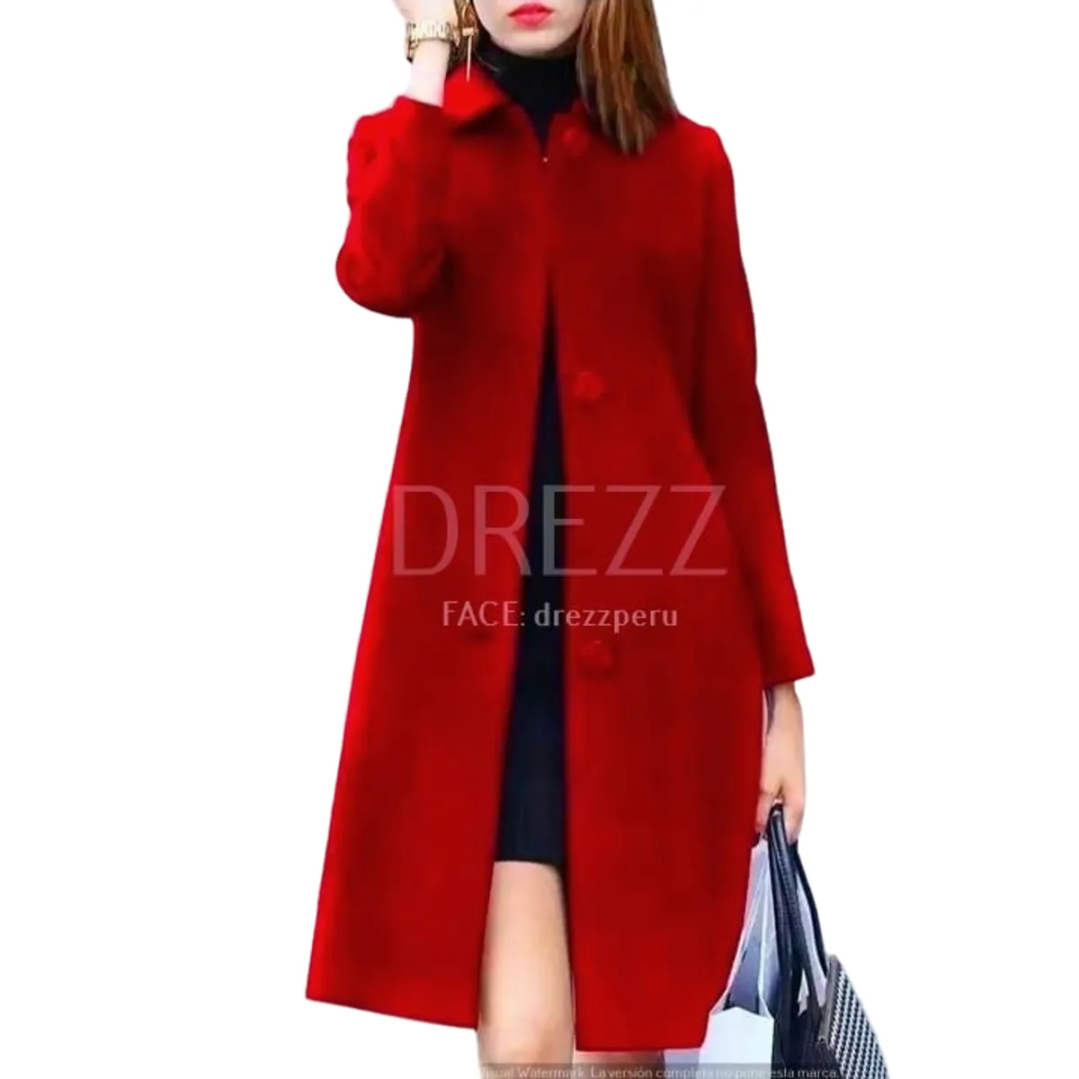 GENERICO - Abrigo Paño Bebe Rojo para mujer