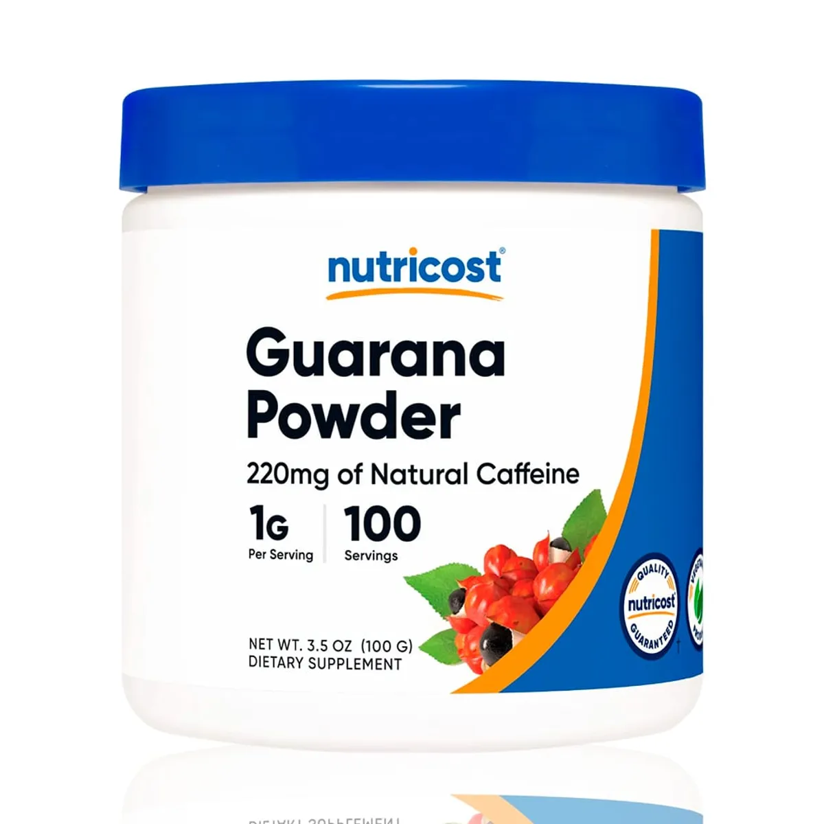 NUTRICOST - Cafeína Natural Guarana Powder Nutricost 100 Servicios