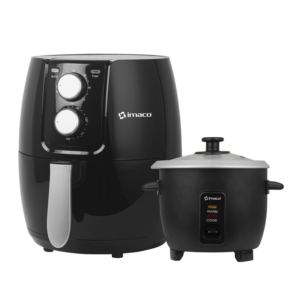 IMACO - Combo freidora de aire 2.6 litros olla arrocera 0.6lts imaco