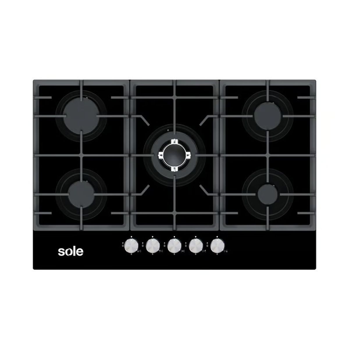 SOLE - Encimera A Gas Vidrio Templado 75Cm 5 Quemadores