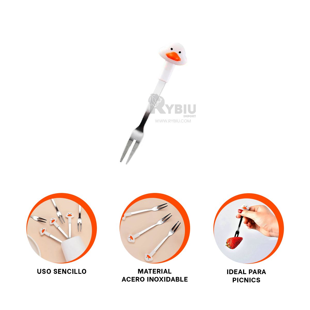 RYBIU IMPORT - Utensilio con Diseño de Pato Blanco Y+Stickers