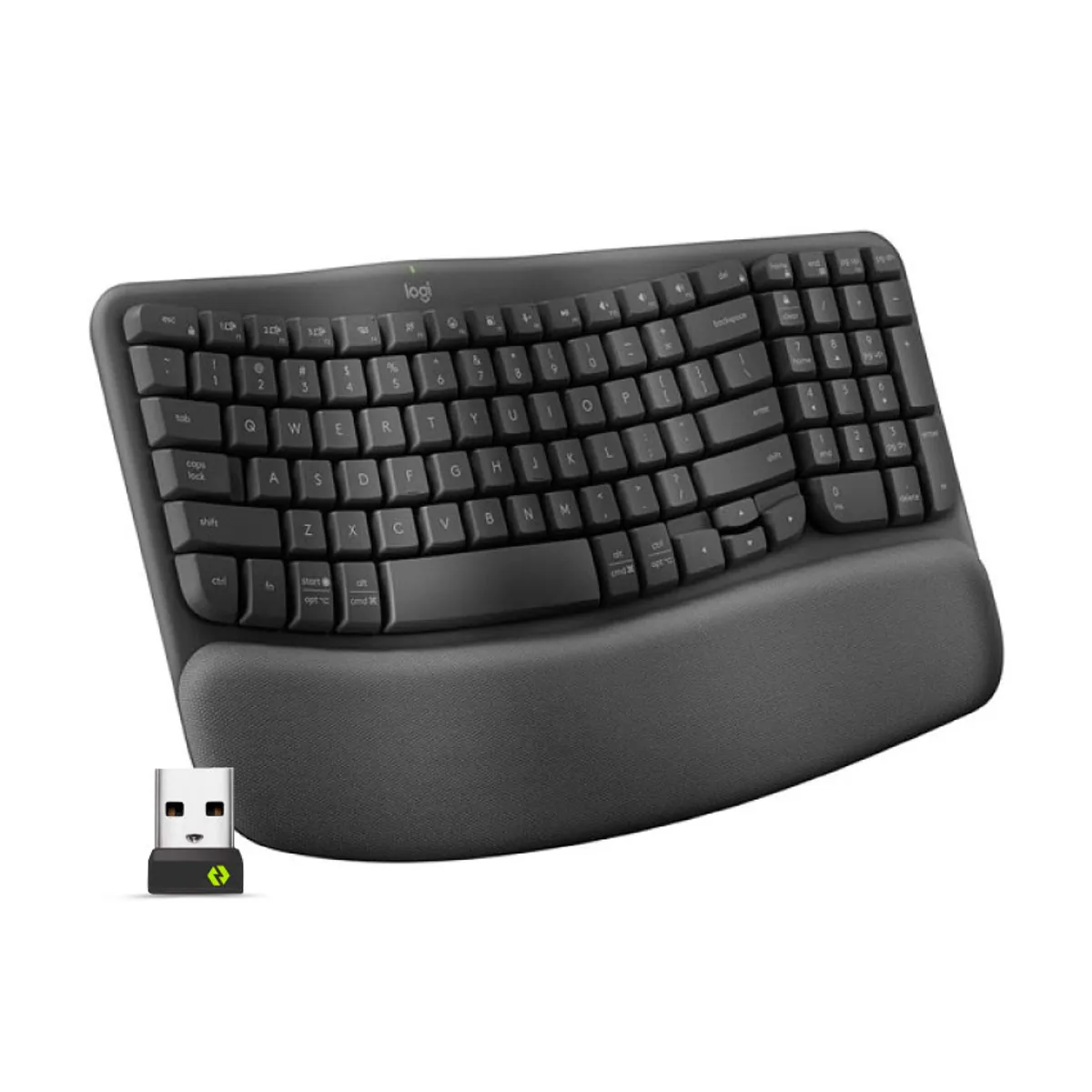 LOGITECH - Teclado Ergonómico Logitech Wave Keys inalámbrico USB Bluetooth Negro