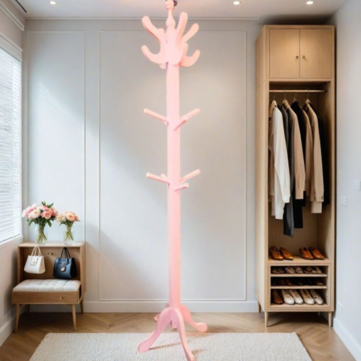 START FG - Perchero de Pie para Ropa carteras sombreros Colgador en Rosa bebe