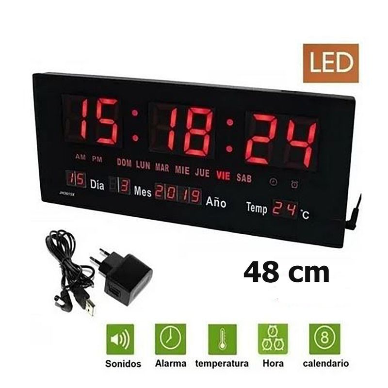 GENERICO - GRANDE Reloj de pared Digital calendario temperatura humedad