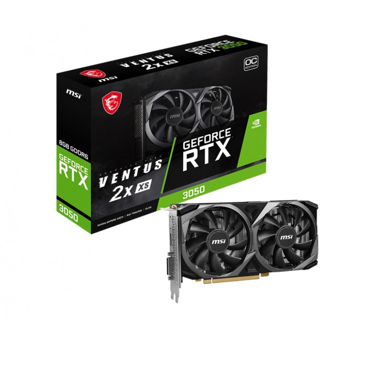 MSI - Tarjeta de Video MSI GeForce RTX 3050 Ventus 2X XS 8G OC 8GB GDDR6