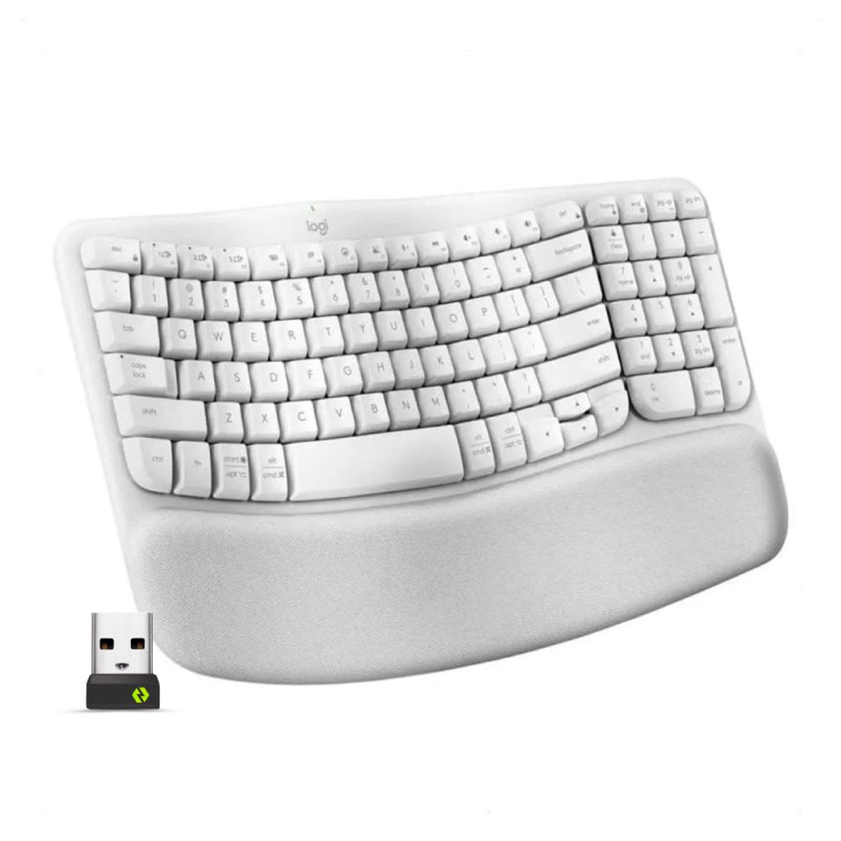 LOGITECH - Teclado Ergonómico Logitech Wave Keys inalámbrico USB Bluetooth Blanco