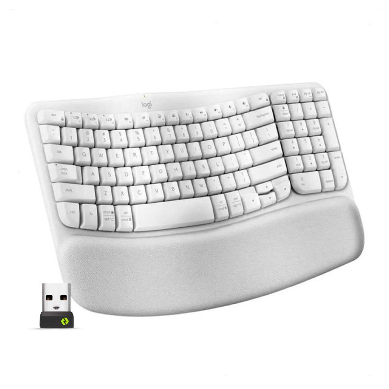 LOGITECH - Teclado Ergonómico Logitech Wave Keys inalámbrico USB Bluetooth Blanco
