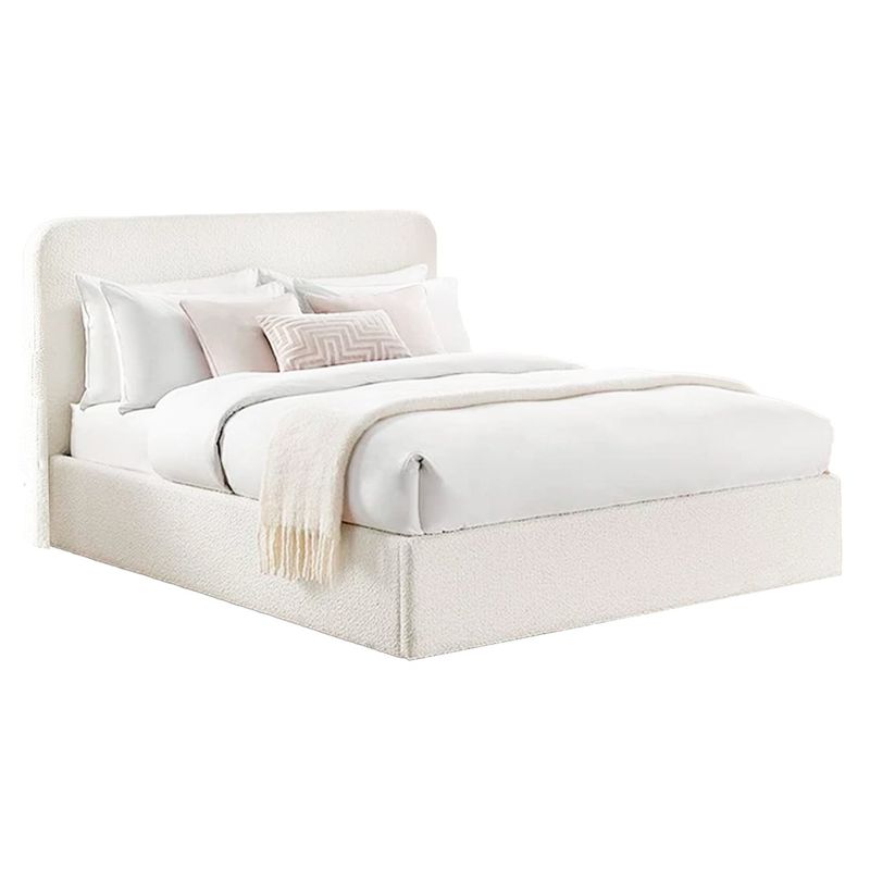 GENERICO - Cama Tapizada California Curvo Ivory 2 Plazas