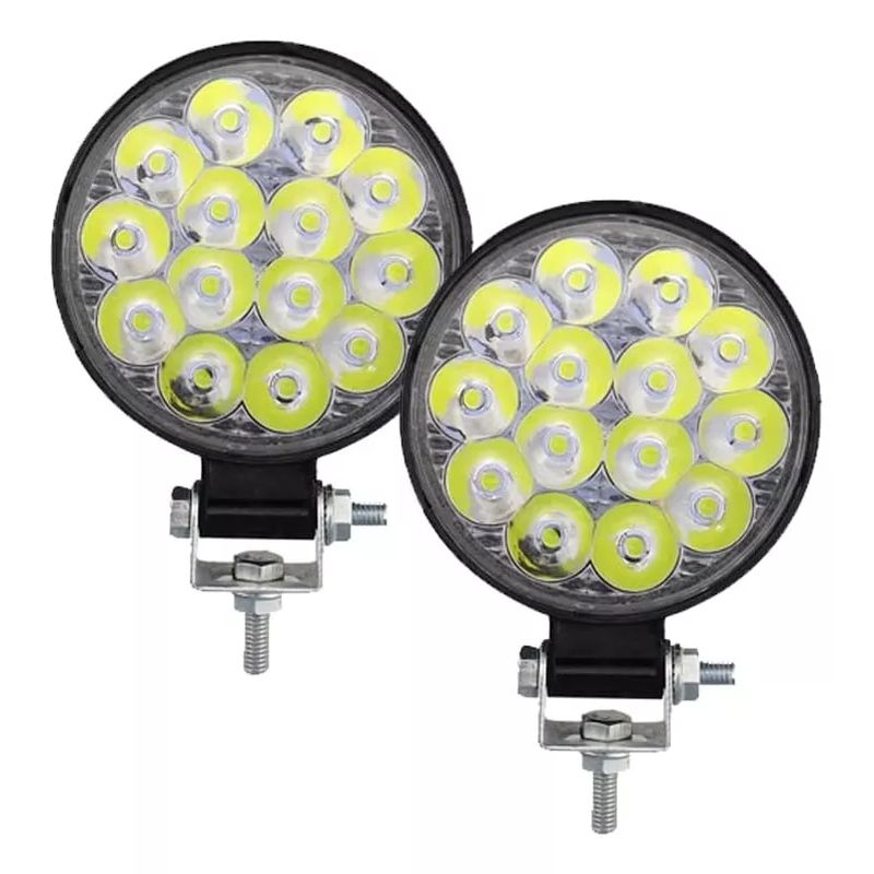 GENERICO - Par Faro 14 Leds Redondo Mini Slim 42w 4x4 Spot Niebla Ultra