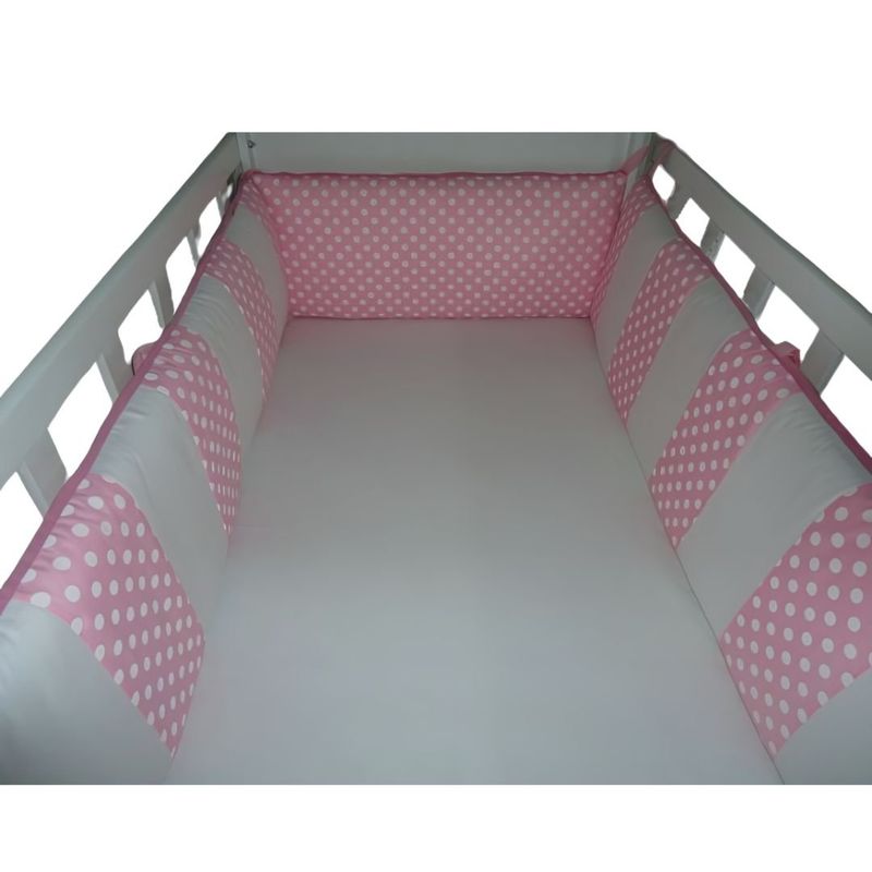 GENERICO - Protector Lateral Parachoques de cuna diseño rosado y blanco