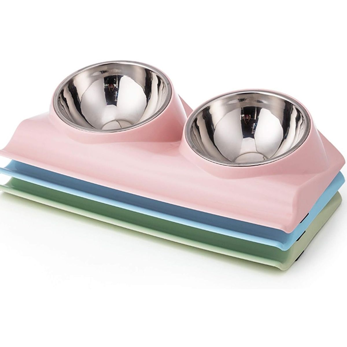 GENERICO - plato doble con cuenco metalico- rosado