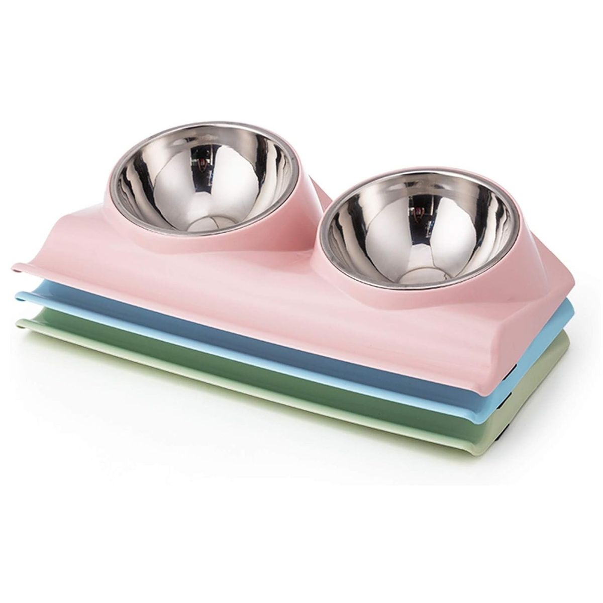 GENERICO - plato doble con cuenco metalico- rosado