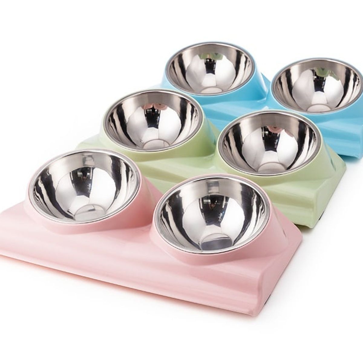 GENERICO - plato doble con cuenco metalico- rosado