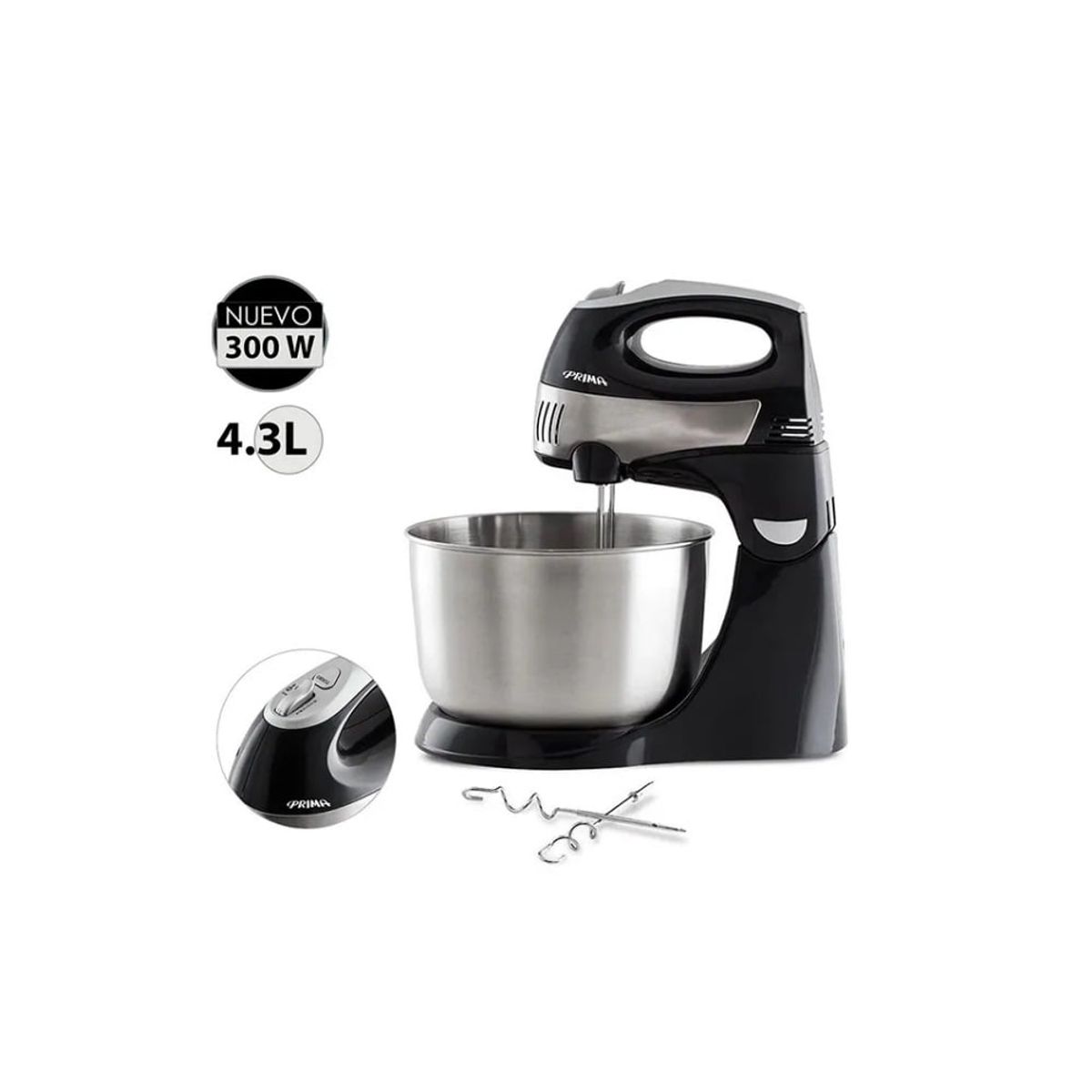 PRIMA - Batidora Prima HM925S de Mano y Pedestal 300 Watts Negro